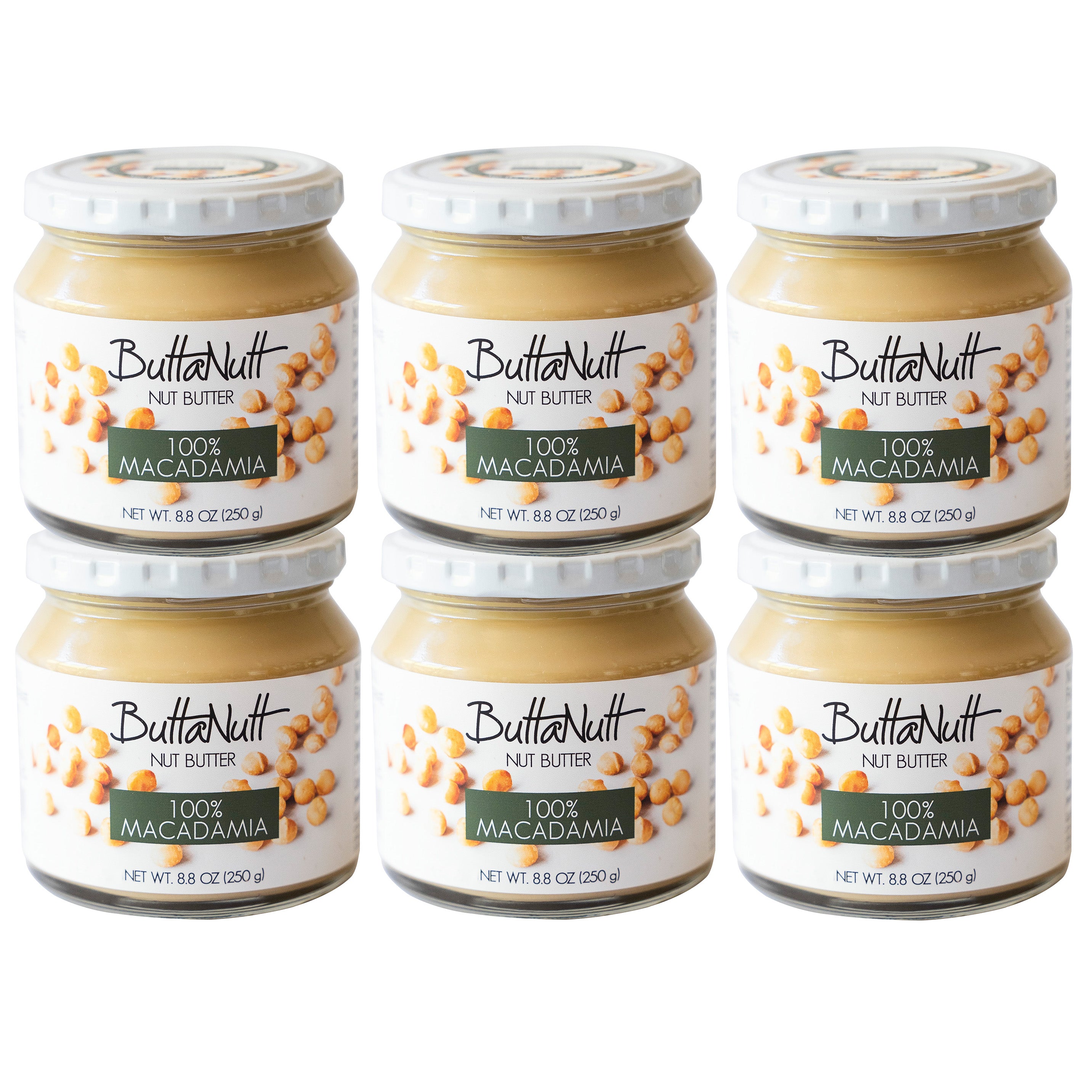 6x 100% Macadamia Nut Butter Jars (250g)