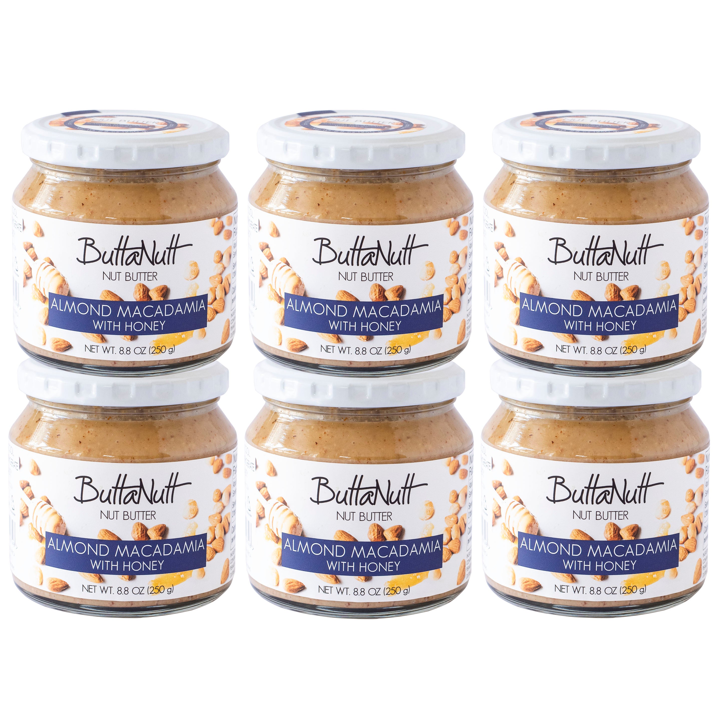 6x Almond Macadamia Nut Butter with Honey (250g)
