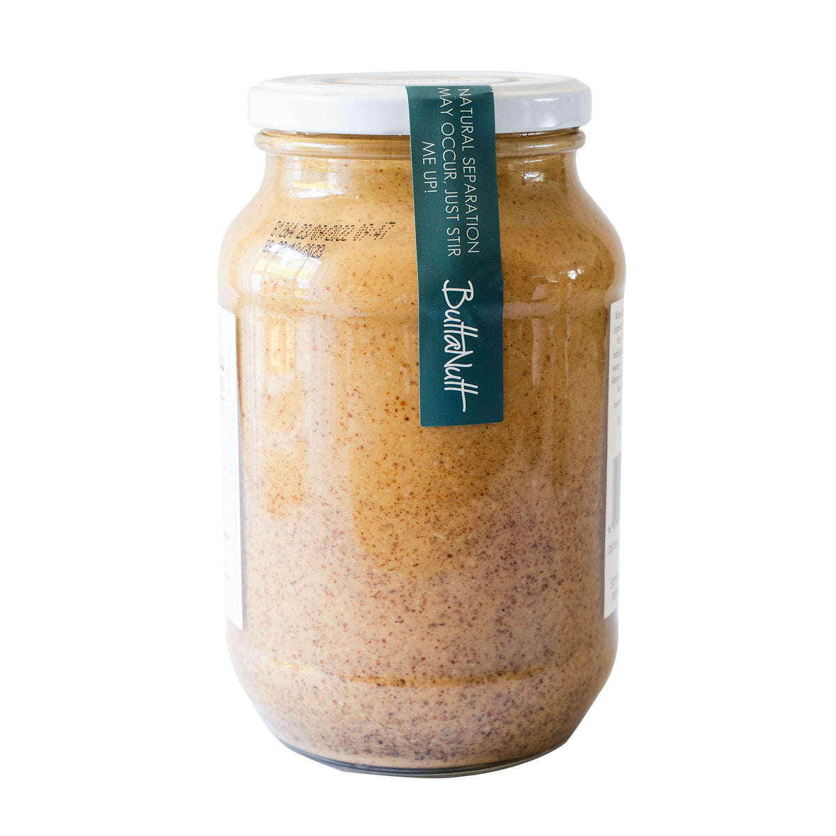 Back of a jar of  ButtaNutt Almond Macadamia Nut Butter